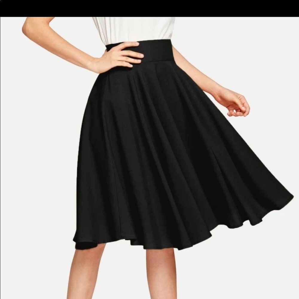 Black high waisted knee length skirt